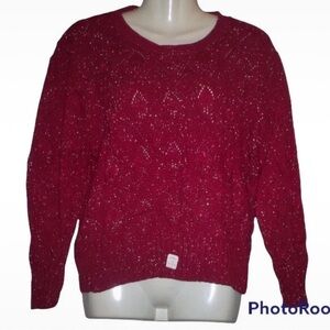 Vintage & NWT Melanie Red & Silver Knit L/s sz S-M